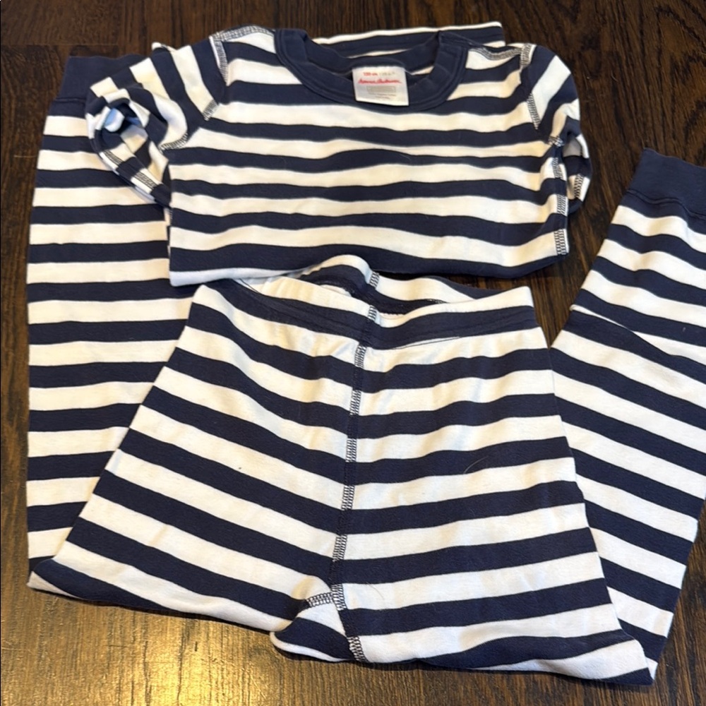 Hanna Andersson Kids Striped Pajamas - Navy and White
